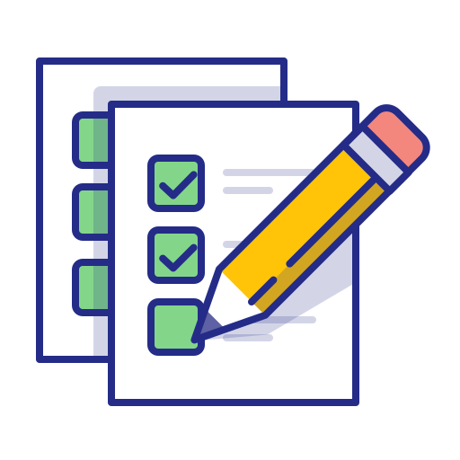 checkmark done exam list pencil icon
